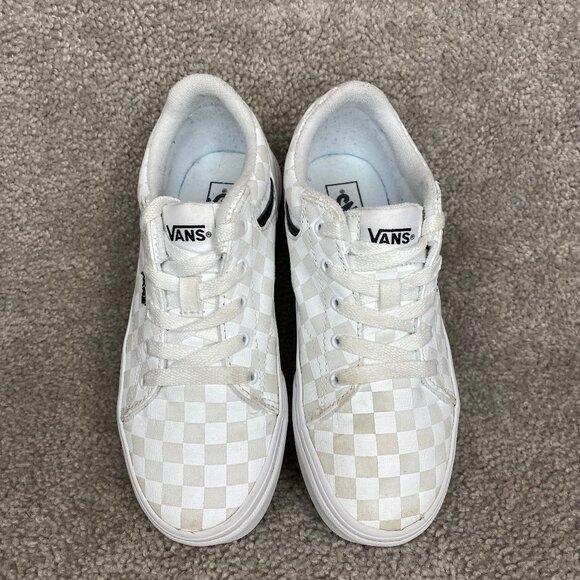 Vans Old School Slip On Lace Up White on White Checkerboard Youth US Size 3 - Picture 3 of 9